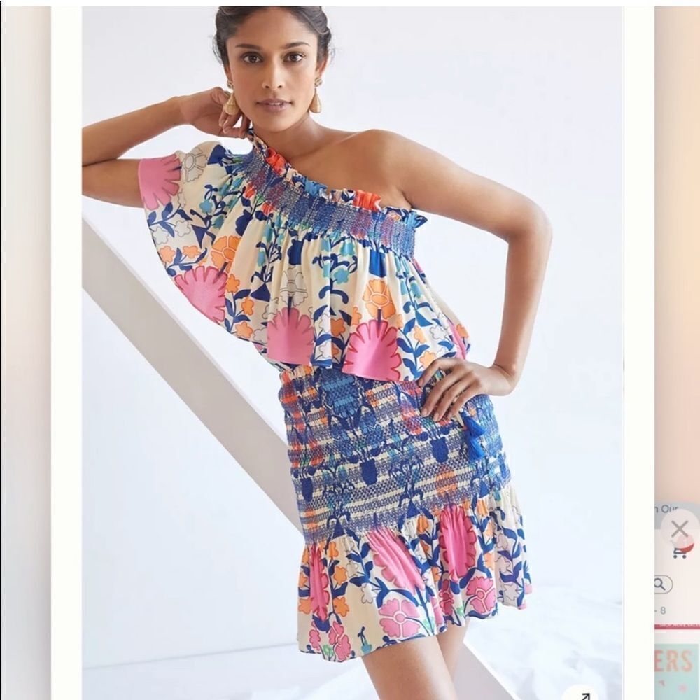 NEW Anthropologie Plenty Tracy Reese Ruffled One Shoulder Blouse Floral 2X